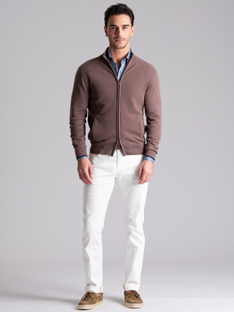 Maglia uomo full zip con lavorazione chicco di riso 2