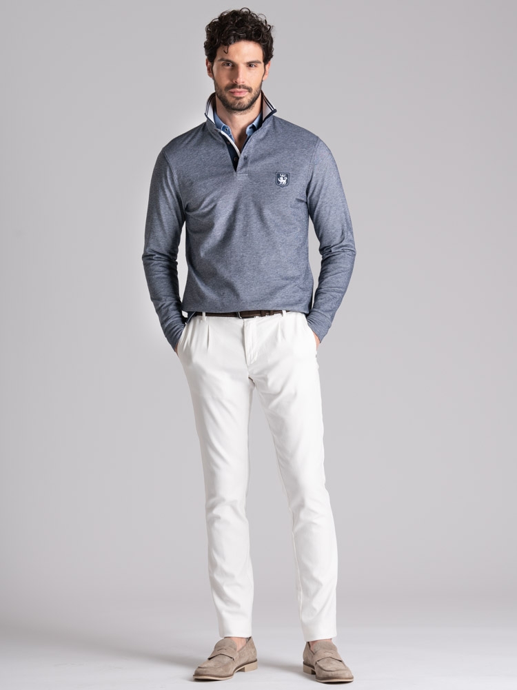 Polo uomo a manica lunga tinto filo