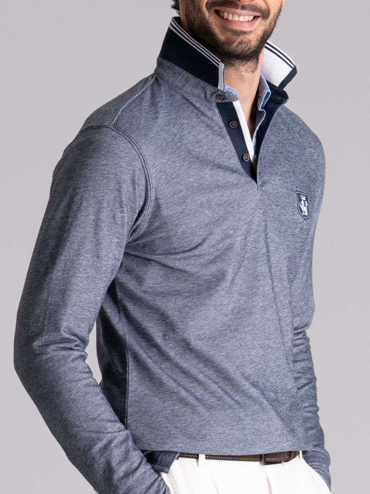 Polo uomo a manica lunga tinto filo