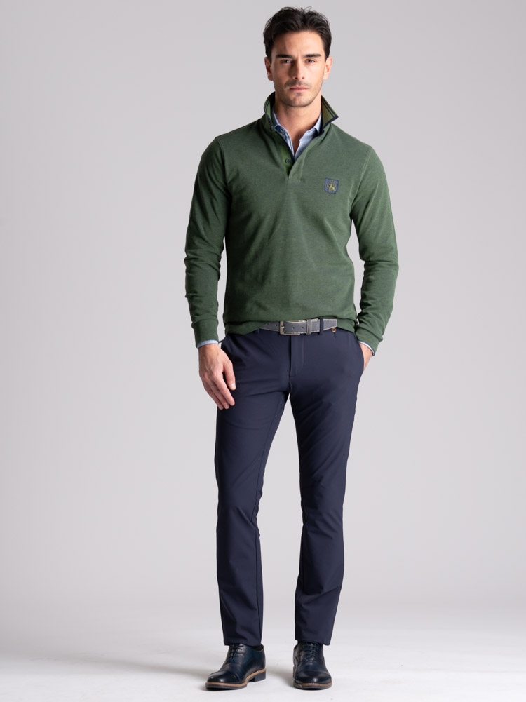 Polo uomo a manica lunga tinto filo