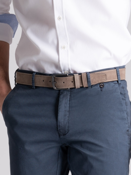 Cintura uomo in camoscio con doppia impuntura 2