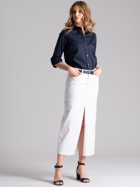 Gonna donna lunga con spacco davanti taglio jeans