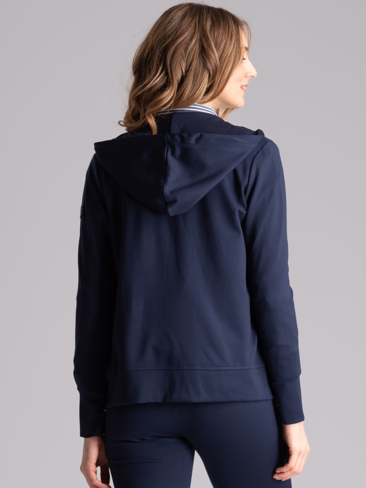 Giubbino donna blu con cappuccio in...