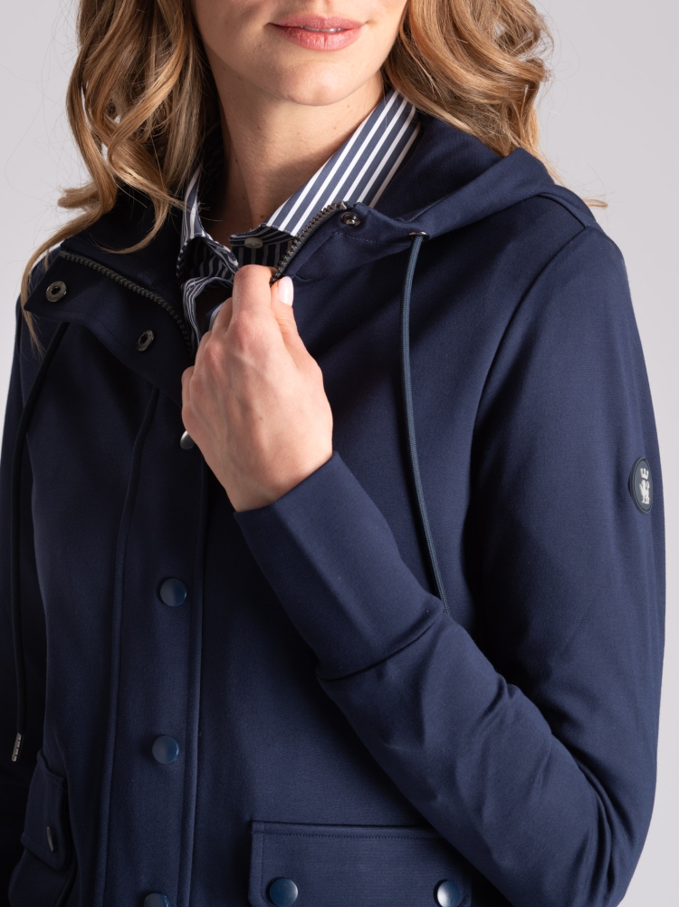 Giubbino donna blu con cappuccio in...