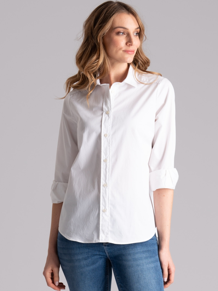 Camicia donna bianca in popeline di...