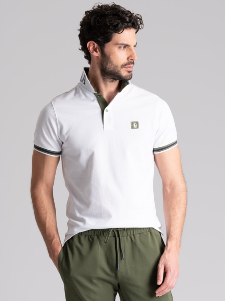 Polo uomo mezza manica con stampa collo