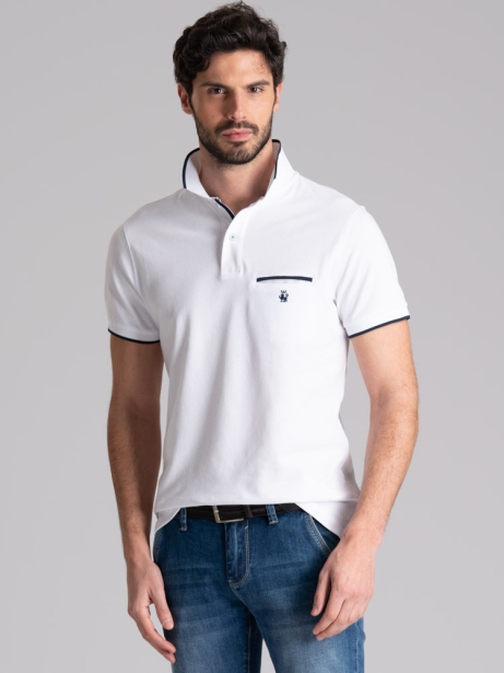 Polo uomo mezza manica tinta unita con taschino