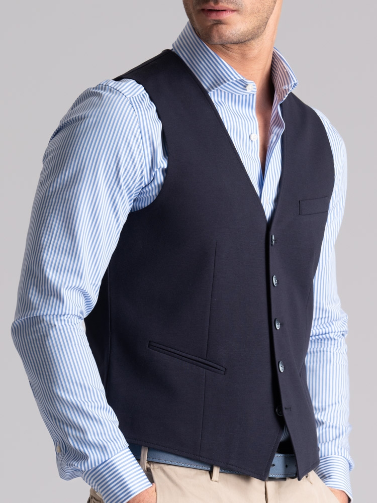 Gilet uomo in Jersey Punto Milano color navy