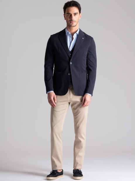 Giacca uomo in tessuto Jersey Punto Milano color navy