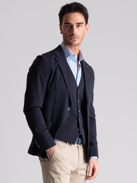 Giacca uomo in tessuto Jersey Punto Milano color navy 2