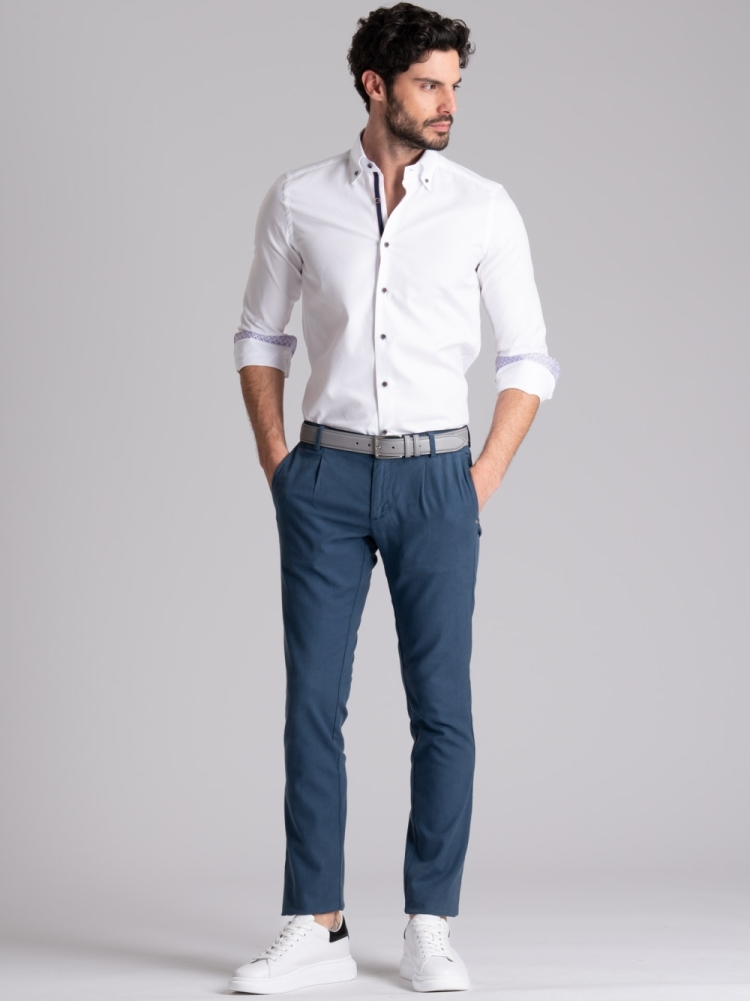 Camicia uomo bianca armaturata collo button down