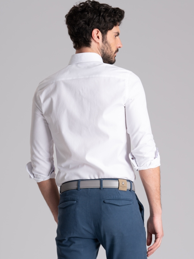 Camicia uomo bianca armaturata collo button down