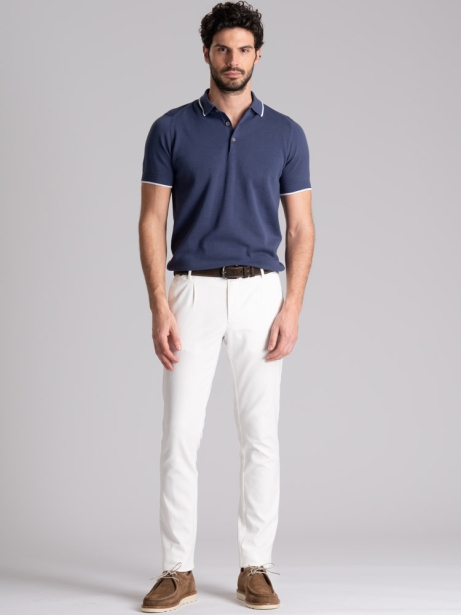 Polo uomo mezza manica in maglia calata con contrasti 2