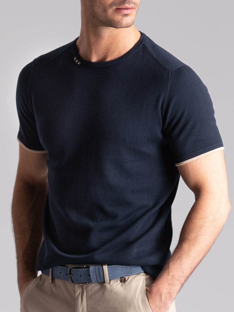 T-shirt uomo mezza manica in maglia rasata con crocette