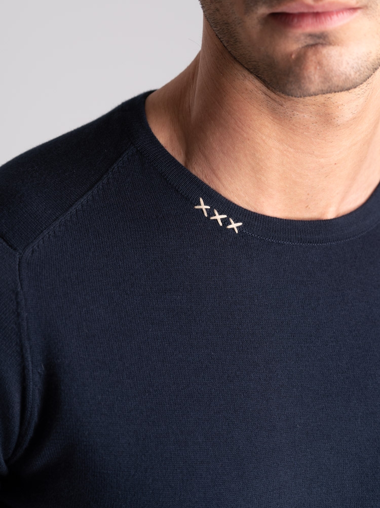 T-shirt uomo mezza manica in maglia rasata con crocette