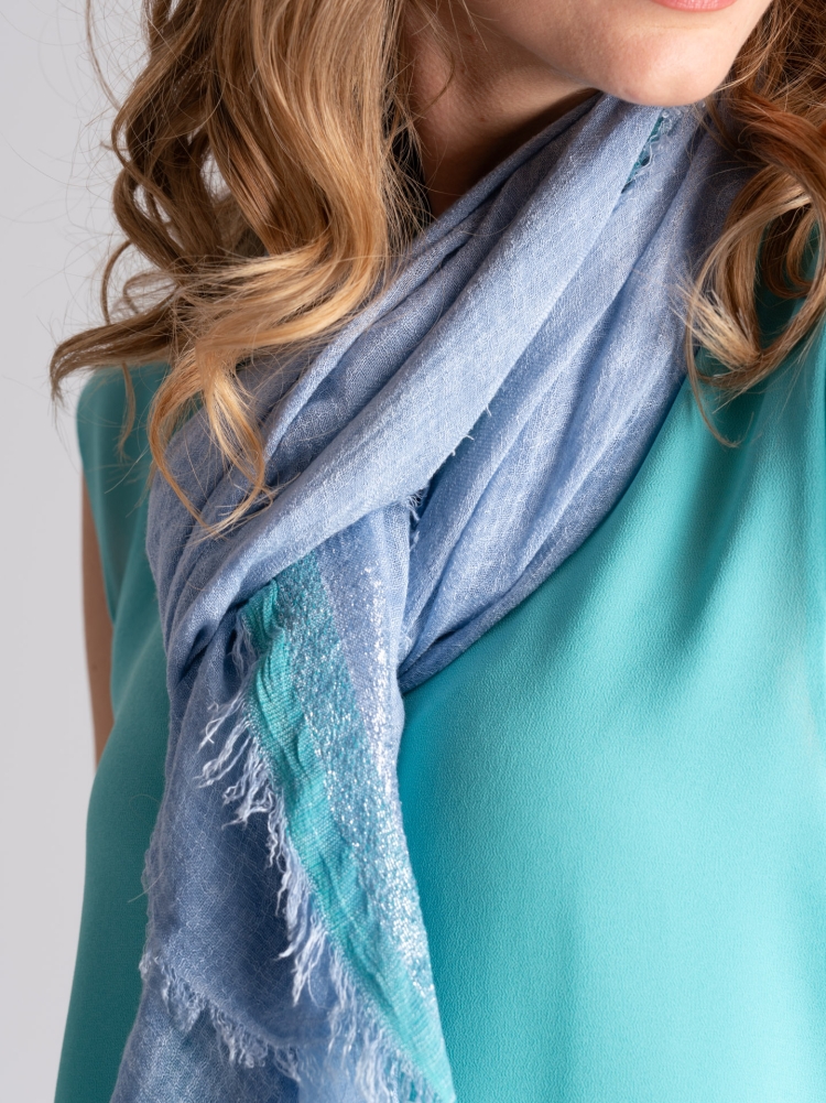 Sciarpa donna misto lino con bordi in...