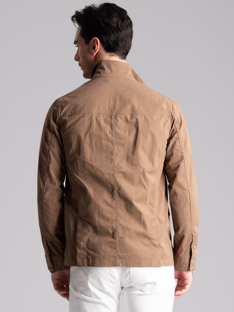 Field Jacket uomo in cotone lavato mano pesca