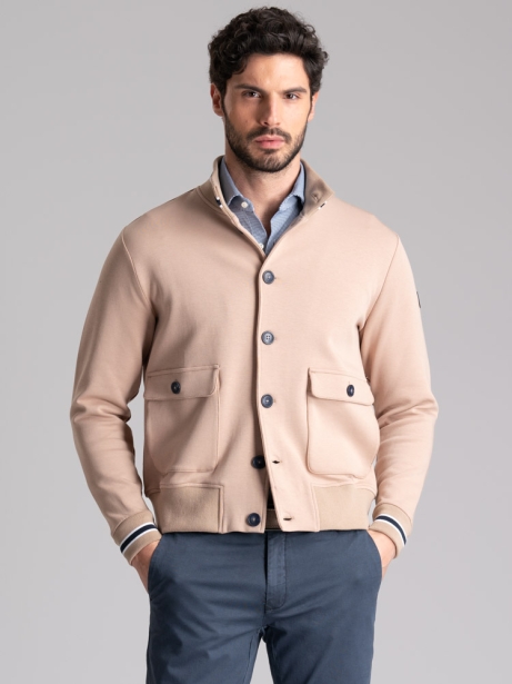Bomber uomo in Jersey con abbottonatura e tasche