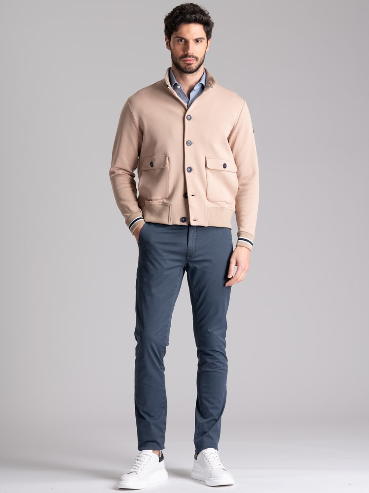 Bomber uomo in Jersey con abbottonatura e tasche
