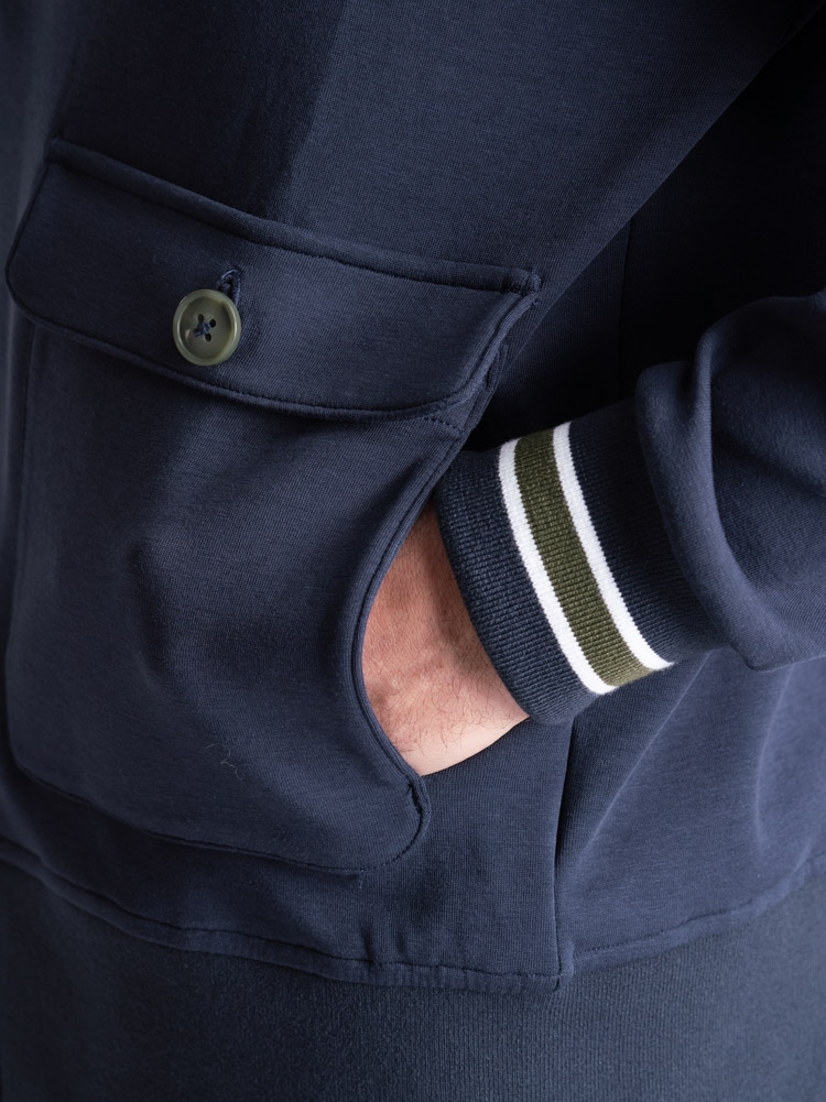 Bomber uomo in Jersey con abbottonatura e tasche