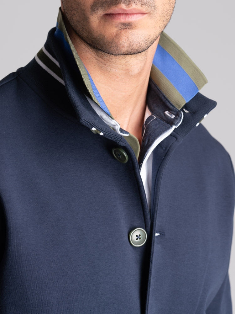 Bomber uomo in Jersey con abbottonatura e tasche