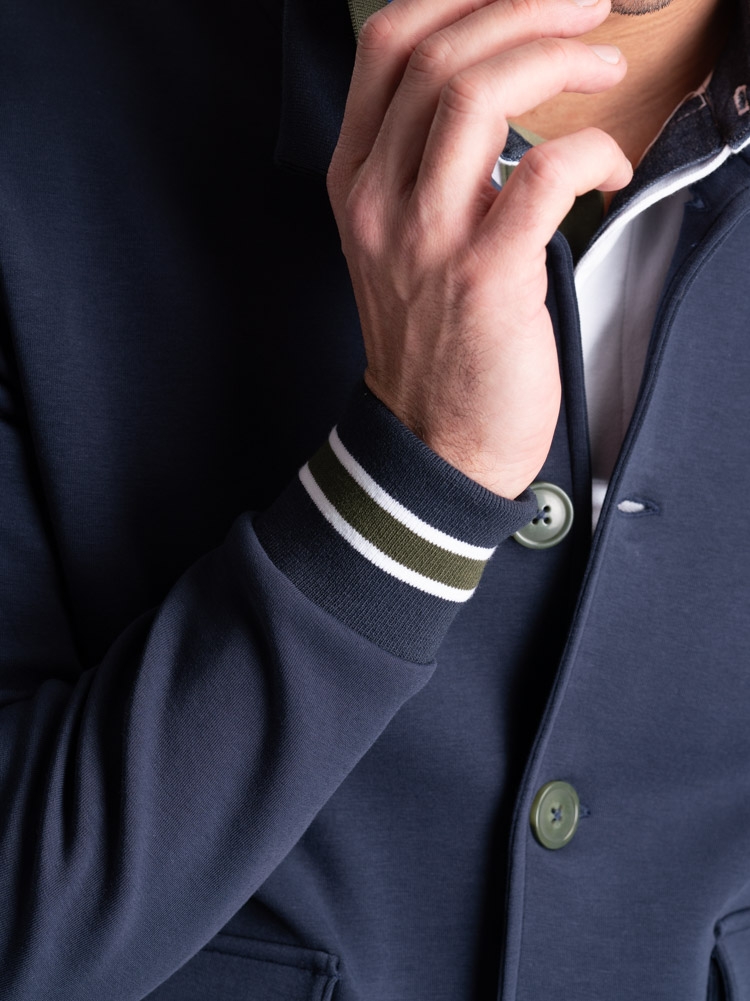 Bomber uomo in Jersey con abbottonatura e tasche