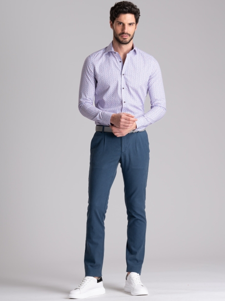 Camicia uomo fantasia fiorellino collo semi francese 2