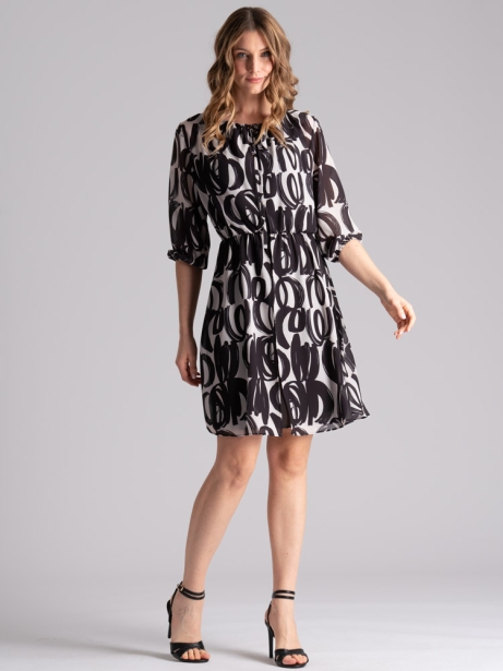 Abito donna stampato con manica tre quarti in georgette 2
