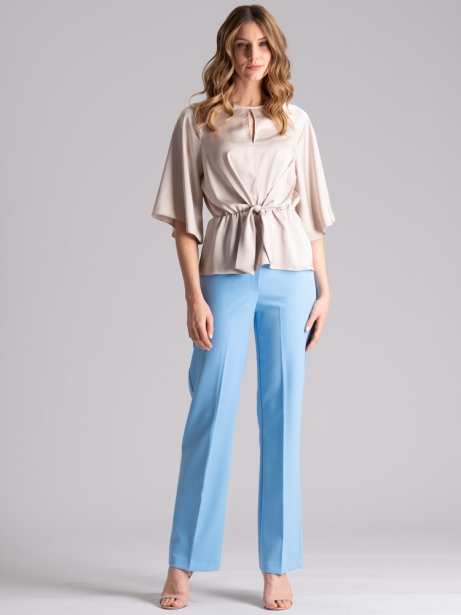 Camicia donna in satin con finto nodo asimmetrico 2