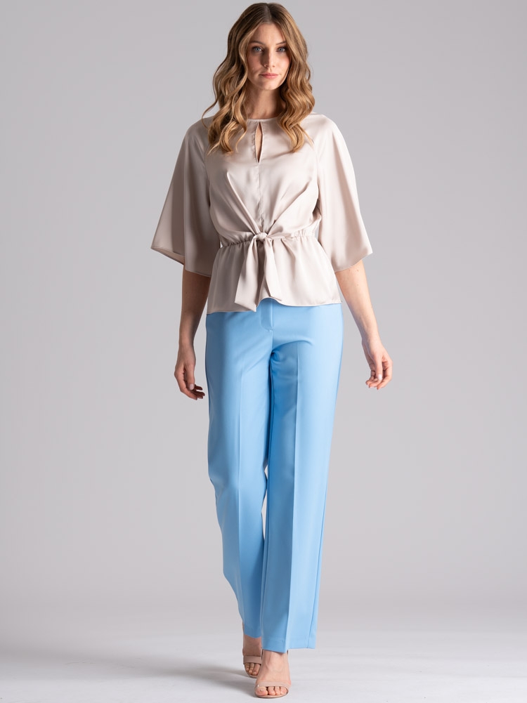 Camicia donna in satin con finto nodo asimmetrico