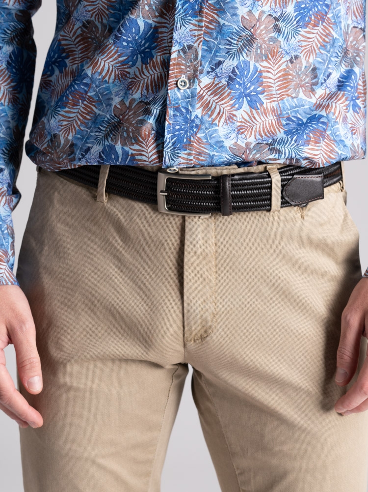 Cintura uomo elastica in cuoio tinta unita