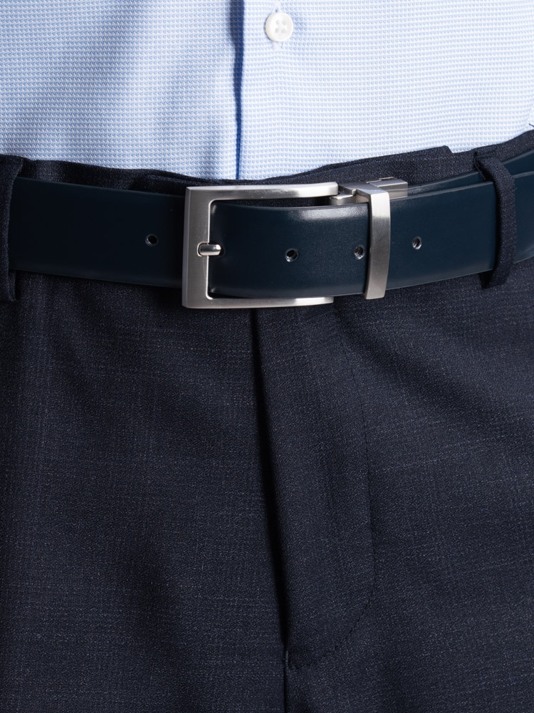 Cintura uomo in pelle spazzolata reversibile