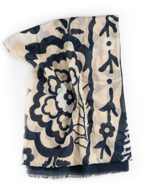 Sciarpa uomo con fantasia maxi fiore sfrangiata