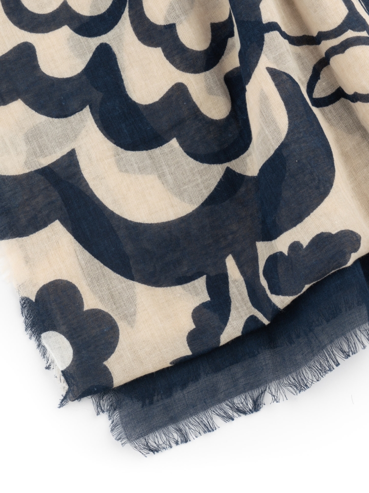 Sciarpa uomo con fantasia maxi fiore sfrangiata