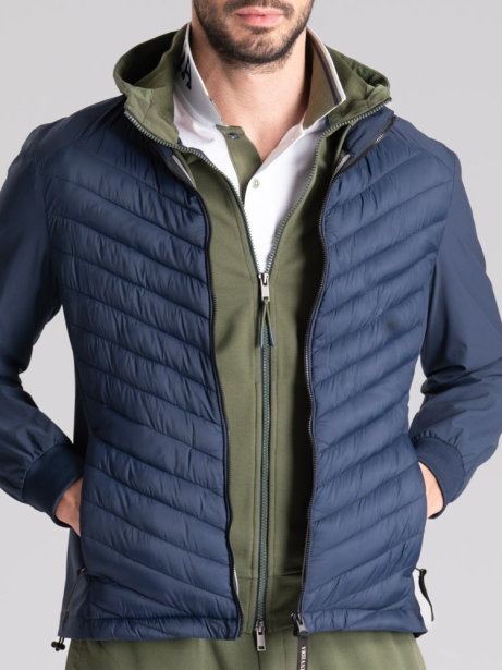 Giubbino uomo sportivo con due tessuti e imbottitura davanti 2