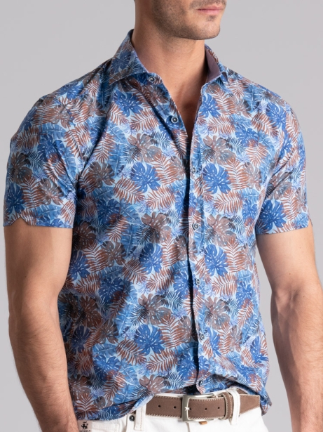 Camicia uomo Hawaii mezza manica collo semi francese 2