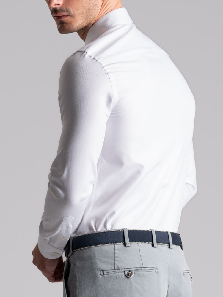 Camicia uomo bianca armaturata collo semi francese