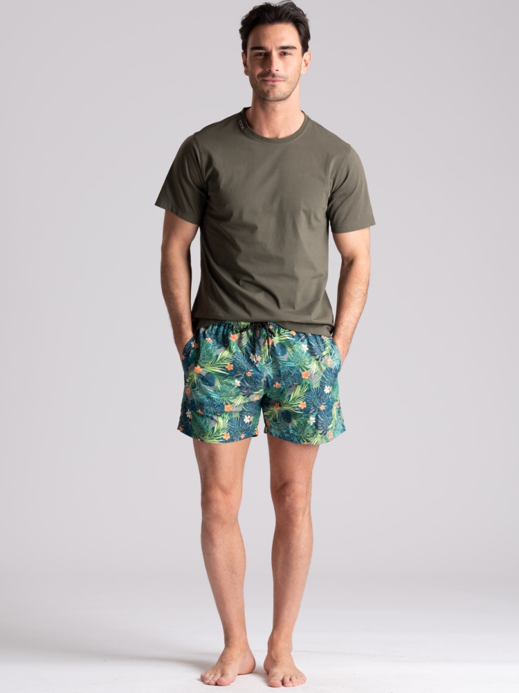 Costume da bagno uomo fantasia tropicale verde