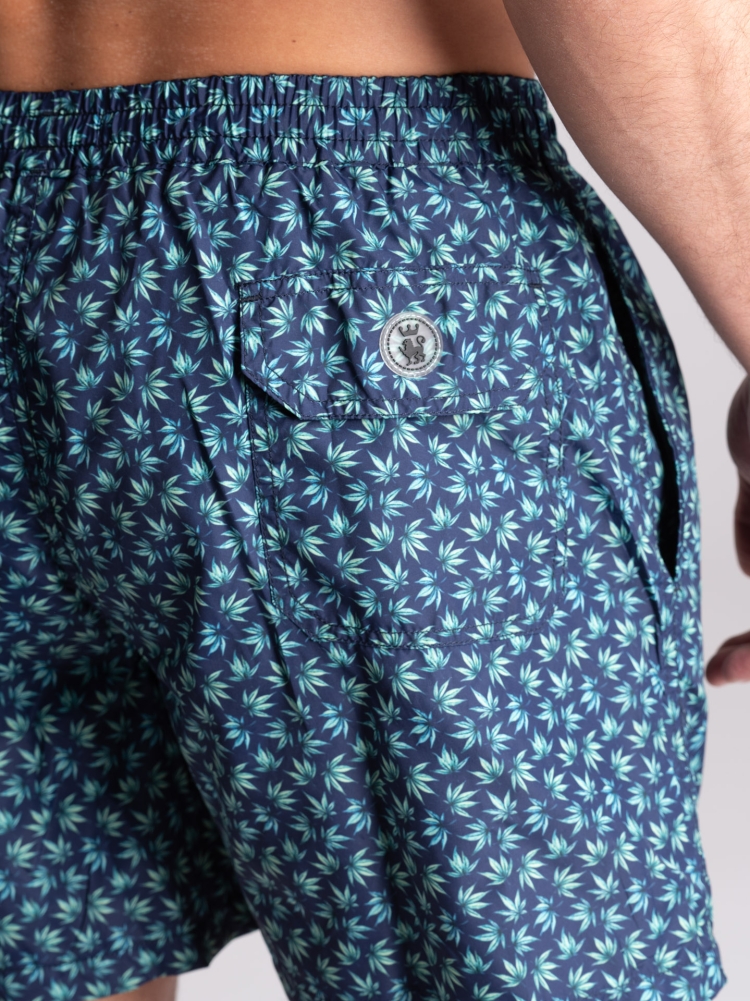 Costume da bagno uomo fantasia foglie blu