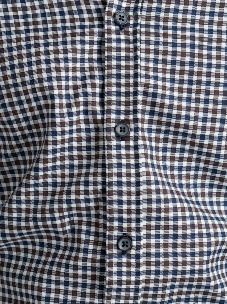 Camicia uomo fantasia quadretto blu e marrone 2