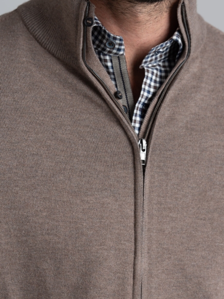 Maglia uomo full zip effetto doppio collo 2