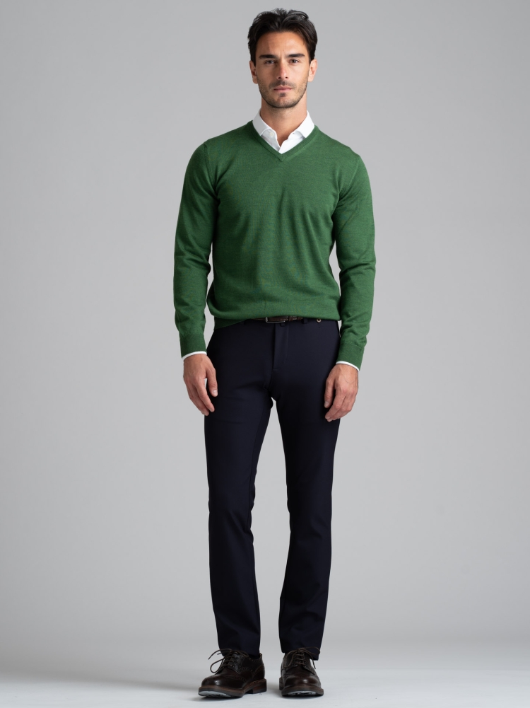 Maglia uomo lana merinos scollo a V