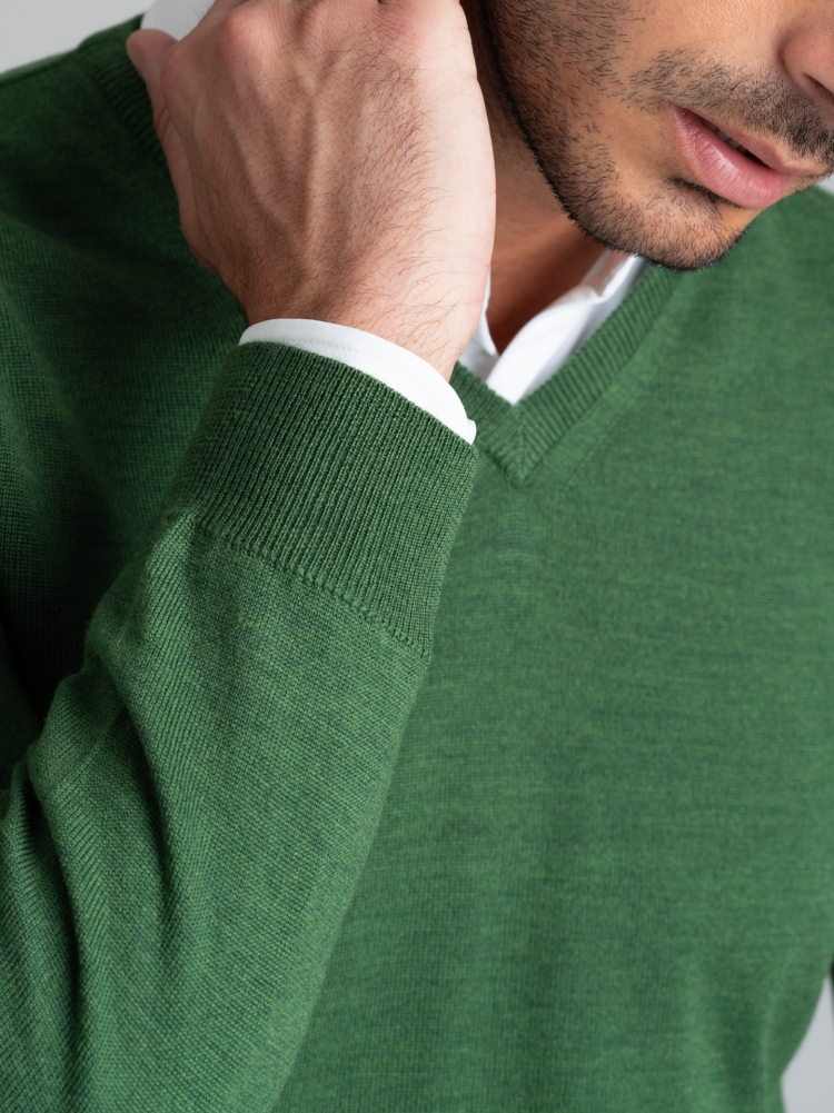 Maglia uomo lana merinos scollo a V
