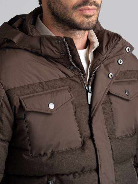 Piumino uomo in flanella e inserti in tessuto micro ripstop 2