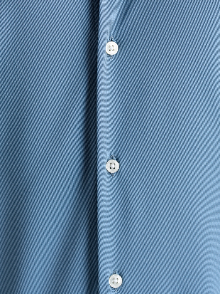 Camicia uomo TECNO blu tessuto diagonale con collo semi francese