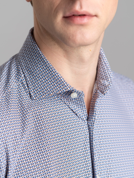 Camicia uomo TECNO micro geometria blu, avio e bianco