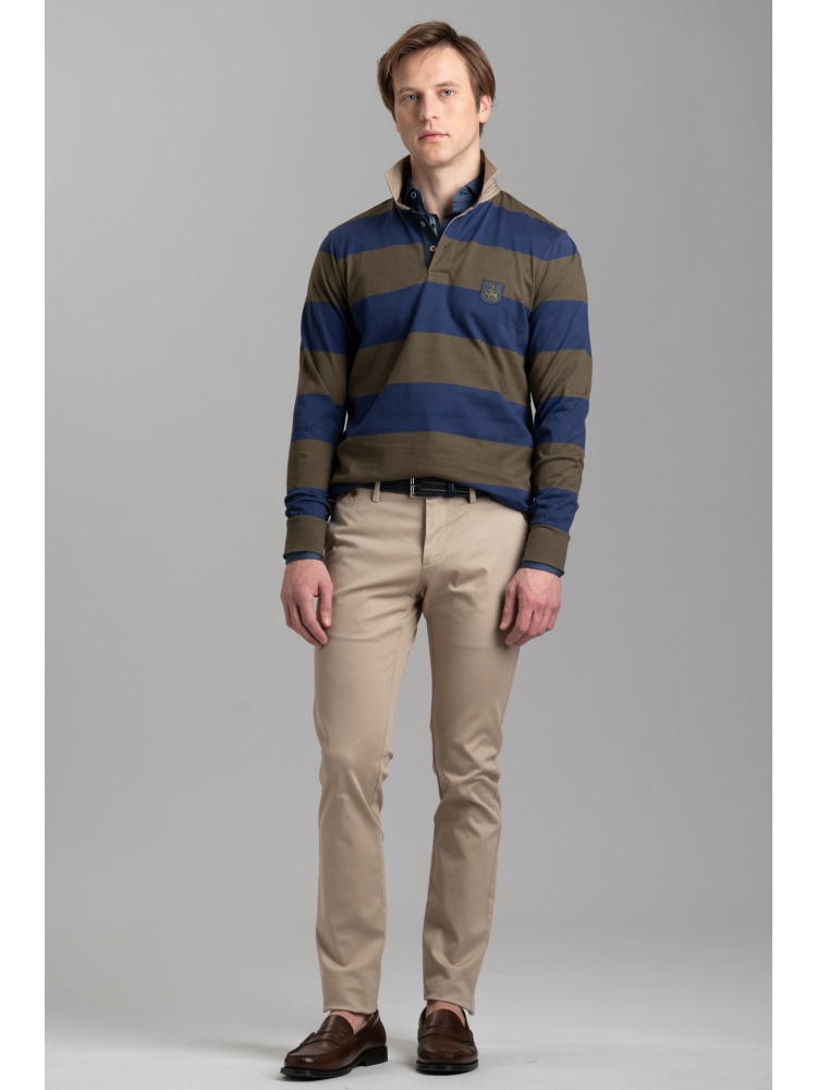 Polo uomo rigatore a manica lunga