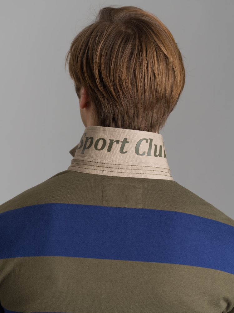 Polo uomo rigatore a manica lunga