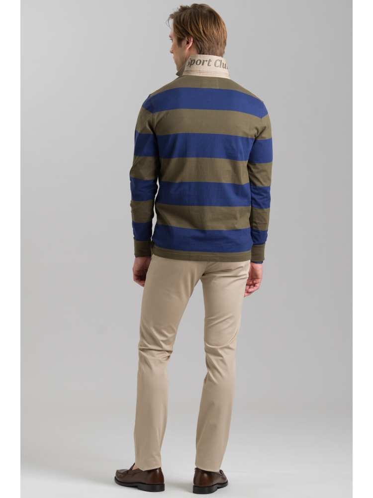 Polo uomo rigatore a manica lunga