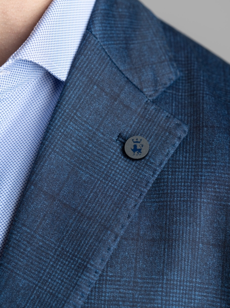 Giacca uomo blu sfoderata in jersey Principe di Galles 2